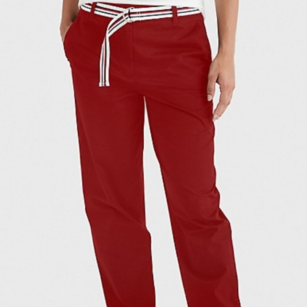 Tommy Hilfiger Maroon Preppy Flat Front Straight Leg Casual Chino Pants 33